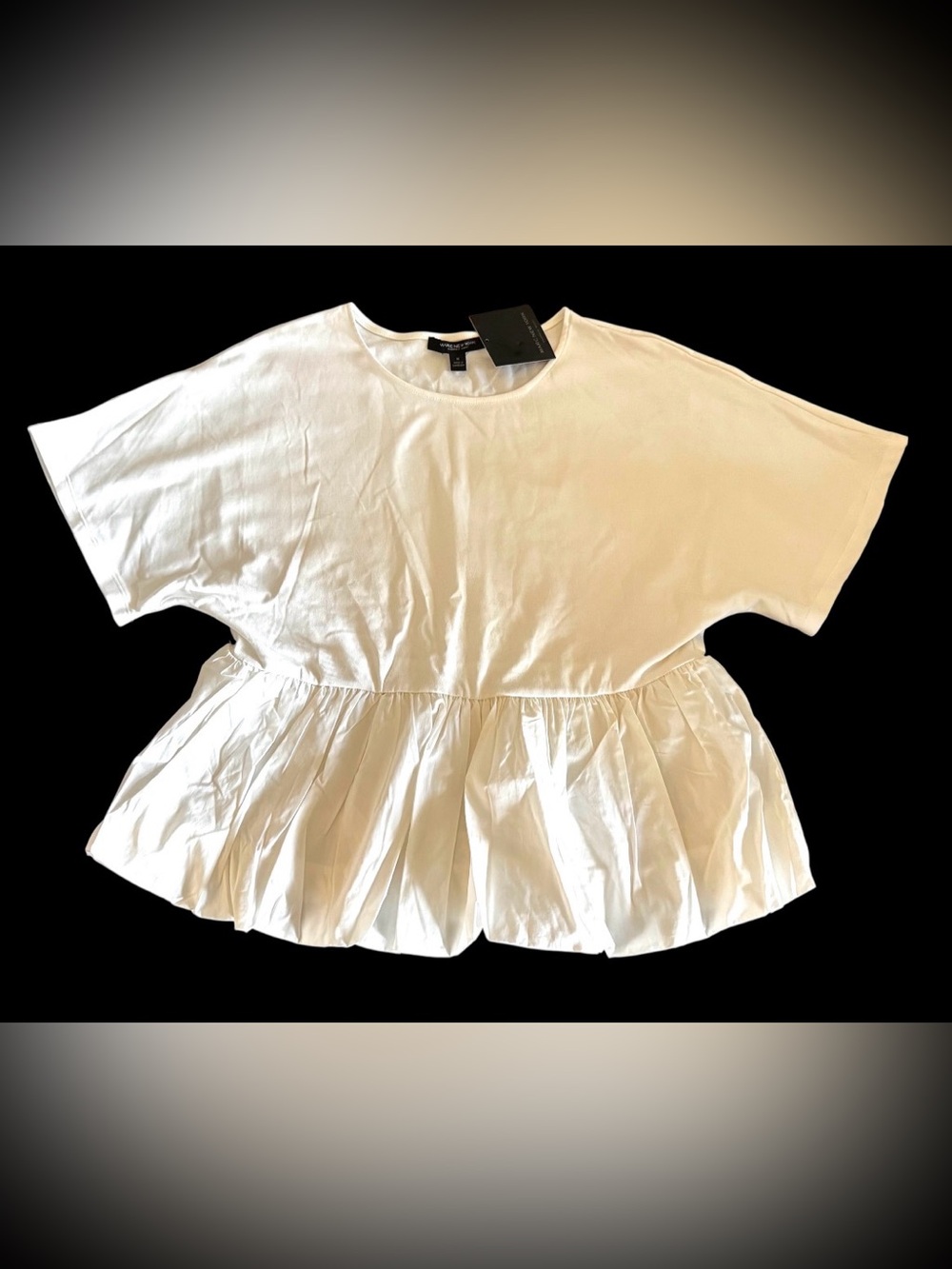 NWT Andrew Marc New York size M peplum top dolman short sleeve bubble puff